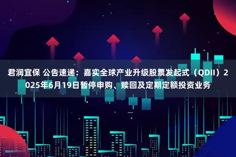 君润宜保 公告速递：嘉实全球产业升级股票发起式（QDII）2025年6月19日暂停申购、赎回及定期定额投资业务